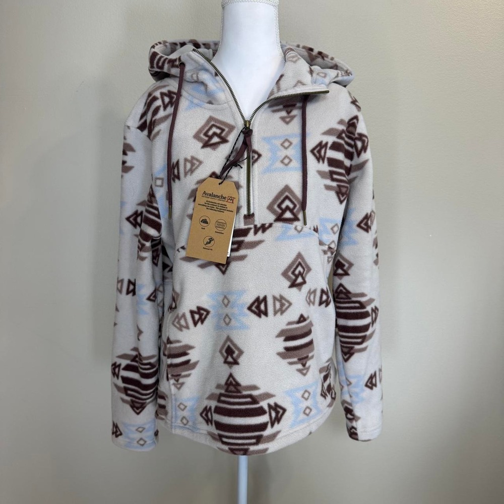 NWTs Avalanche Aztec Fleece 1/2 Zip Sweatshirt Hoodie Womens L Southwestern